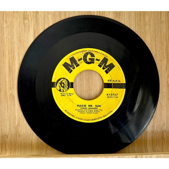 TOMMY EDWARDS 45 PLEASE MR. SUN / THE MORNING SIDE OF THE MOUNTAIN MGM 1959 7" - Picture 1 of 12